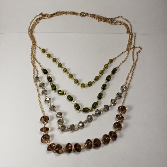 Gold tone Stylish Layered Colorful Beaded Necklace - Women's Fashion Jewelry - Picture 10 of 11